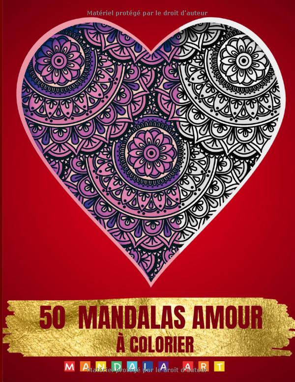 couverture livre mandala coeur, amour