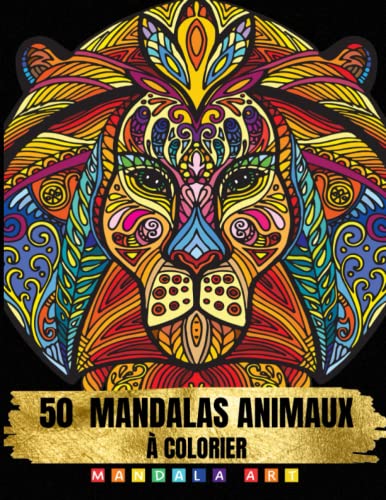 couverture Livre mandala animaux, lion